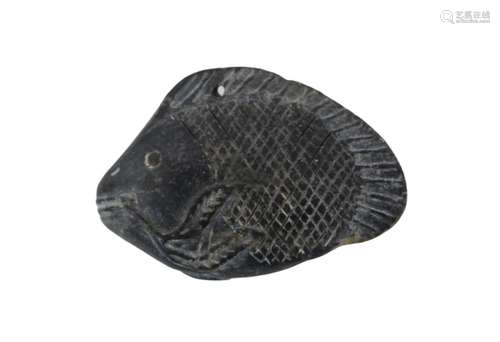 Chinese Gray Stone Fish Pendant