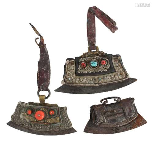 (3) Tibetan Metal and Hardstone Mounted Chuckmucks