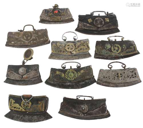 (10) Tibetan Metal & Leather Chuckmucks