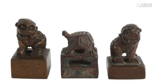 Three Chinese Small Bronze Chop Seals