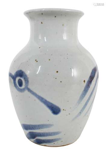 Contemporary Blue and White Earthenware Vase