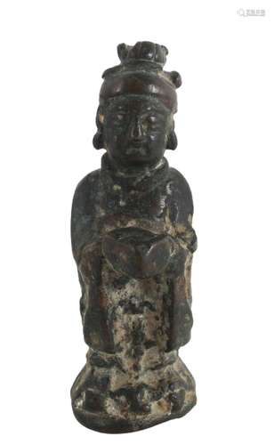 Chinese Bronze Figure of a Priest