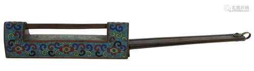 Chinese Cloisonne on Bronze Cabinet Lock