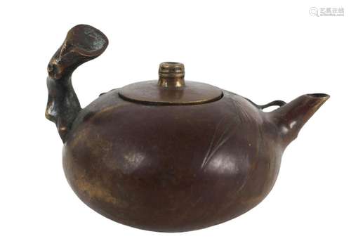 Japanese Patinated Bronze Lidded Teapot