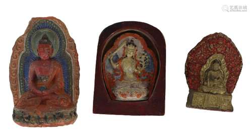 Himalayan Painted Earthenware Traveling Steles