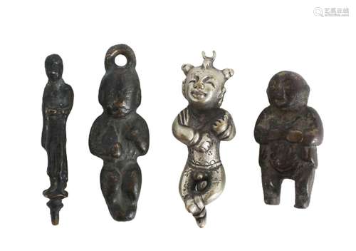 Four Chinese Bronze & Brass Figures