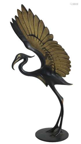 Chinese Brass Heron Figurine