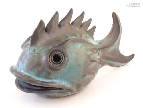 A studio pottery model of a fish by Matthew Tyas. Impressed ...