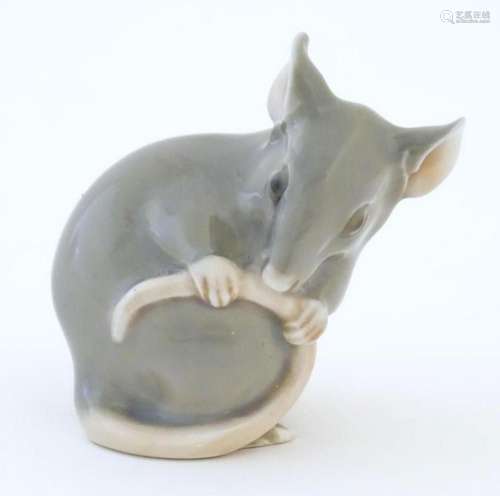 A Bing & Grondahl model of a mouse, no. 1801. Marked und...