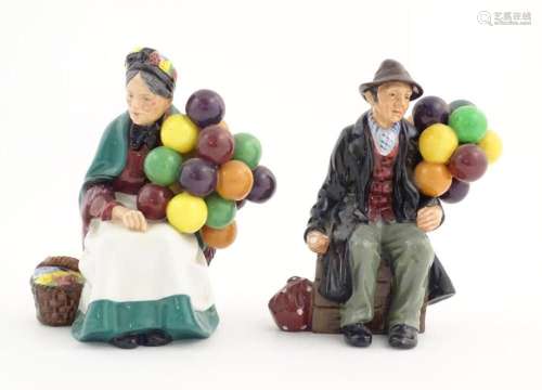 Two Royal Doulton figures modelled as balloon sellers, HN131...