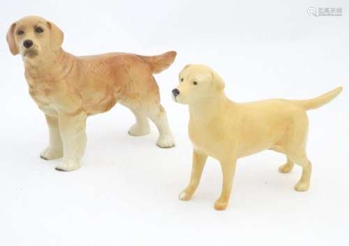 A Beswick model of a Yellow Labrador, no. 2287. Together wit...