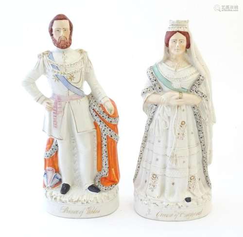 A pair of large Victorian Staffordshire pottery flat back fi...