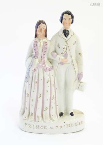 A Victorian Staffordshire pottery figural group depicting th...