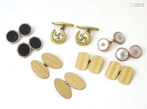 A quantity of assorted cufflinks to include some gold plated...