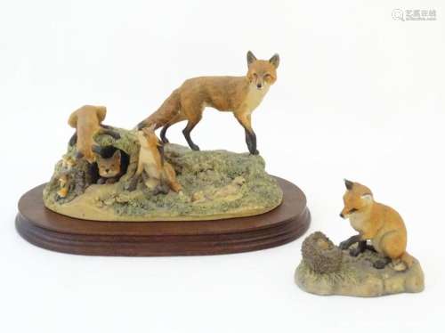 A Border Fine Arts limited edition model of a fox family wit...