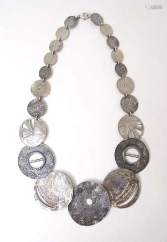 A modernist silver necklace by Beit Nir Jewellery, Israel. 1...