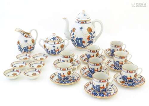 A quantity of Oriental coffee wares decorated with flowers, ...