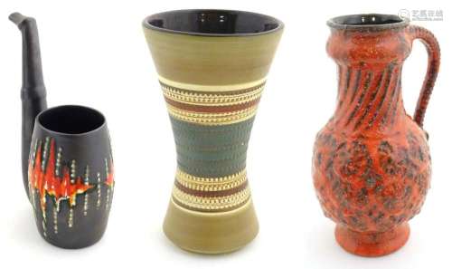 Three Continental vases to include a West German vase of wai...