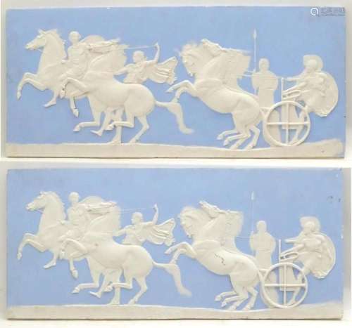 Two frieze panels / plaques in the Wedgwood Jasperware style...