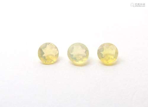 Three facet cut opalescent stones, unmounted. Approx. 1/8&qu...