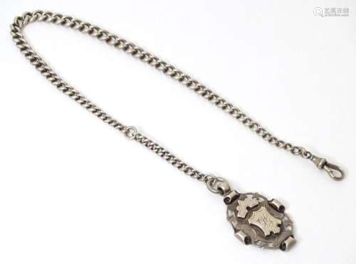 A Victorian silver fob with silver pocket watch chain approx...