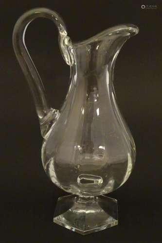 St Louis Glass : A Saint Louis jug with loop handle and hexa...