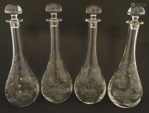 St Louis Glass : Four Saint Louis glass decanters and stoppe...