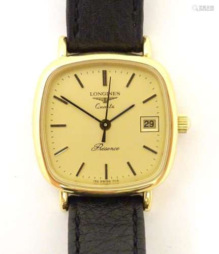 A Longines wristwatch with quartz movement, the dial approx....