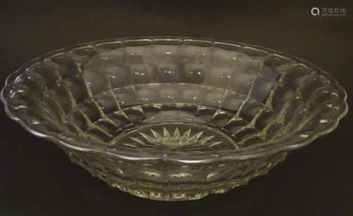 A large glass bowl, possibly a diary bowl 18" diameter