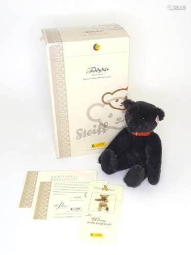 Toy: A Steiff limited edition black mohair teddy bear with j...
