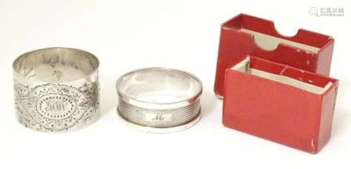 A Victorian silver napkin ring hallmarked Sheffield 1891, ma...