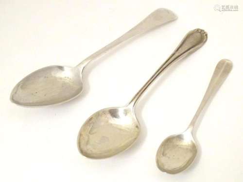 Three silver teaspoons to include one hallmarked Sheffield 1...