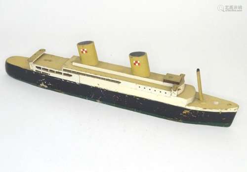 Toys: An early 20thC scratch built steam ship / boat with tw...