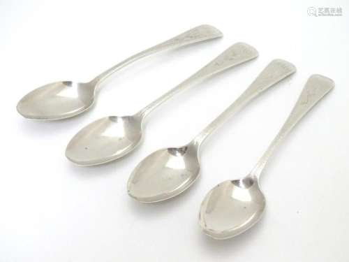 A set of 4 Victorian silver Old English pattern teaspoons wi...