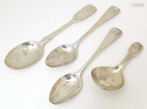 A pair of Geo IV silver Old English pattern teaspoons hallma...