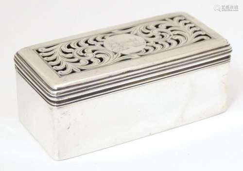 A Geo IV silver toilet box with pierced decoration to top, h...