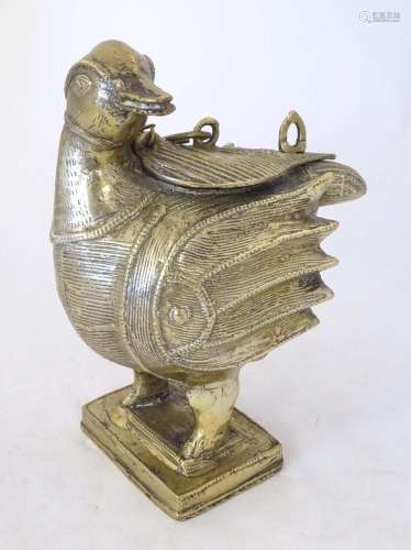 A late 19th / early 20thC Indian brass container modelled as...