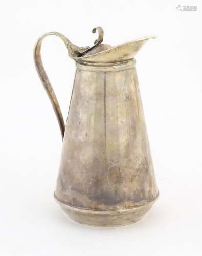 WAS Benson: An Arts & Crafts white metal coffee pot / ho...
