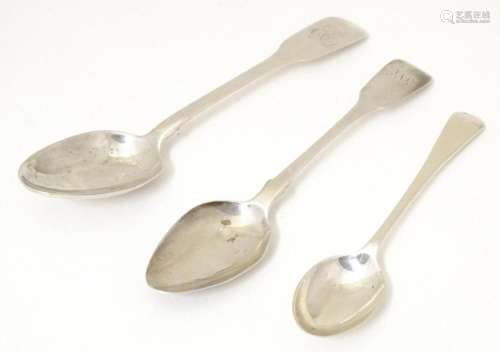 Two 19thC silver Fiddle pattern teaspoons one hallmarked Lon...