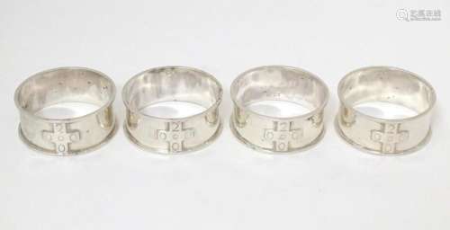 Four silver napkin rings, hallmarked Birmingham 2000, maker ...