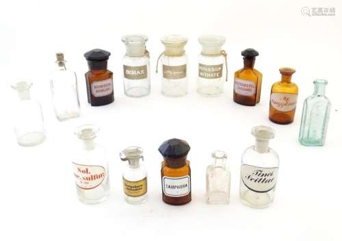 A quantity of 20thC apothecary / chemist bottles with labels...