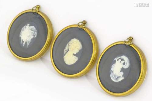 Three Peter Bates style cameos depicting two nymphs, a horse...