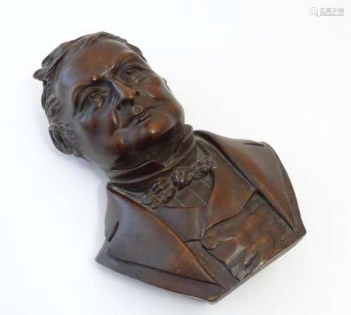 A 20thC Continental carved wooden portrait bust of Adolphe T...