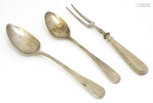 Assorted items to include two Geo II silver teaspoons and a ...