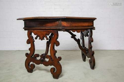 A very good richly patinated walnut side table, Spanish circ...