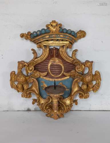 A stunning pair of gilt-gesso and polychrome painted carved ...
