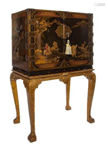 A fine and beautifully decorated Japanese lacquer chest-on-s...