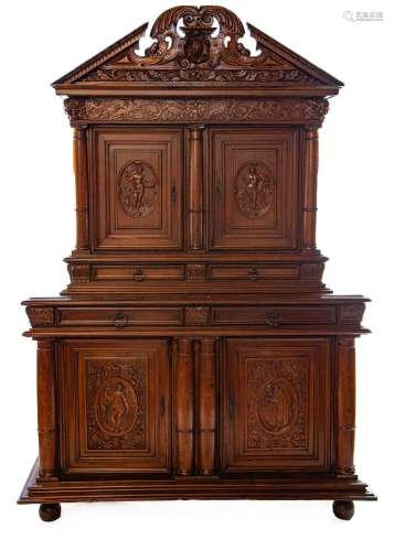 An Important and fine Henry II period carved walnut buffet-a...
