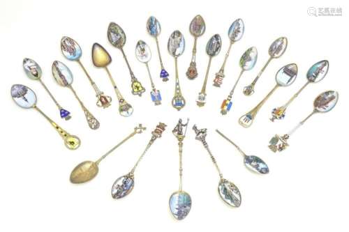 22 Continental .800/.835 silver gilt souvenir teaspoon. Many...