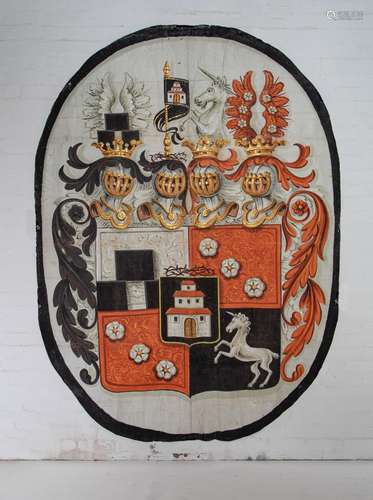 A large painted parchment armorial, Italian 18th century